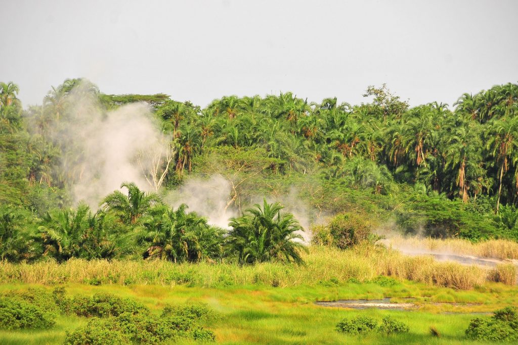 A smoky view from Sempaya hotsprings in Semuliki National Park in Uganda