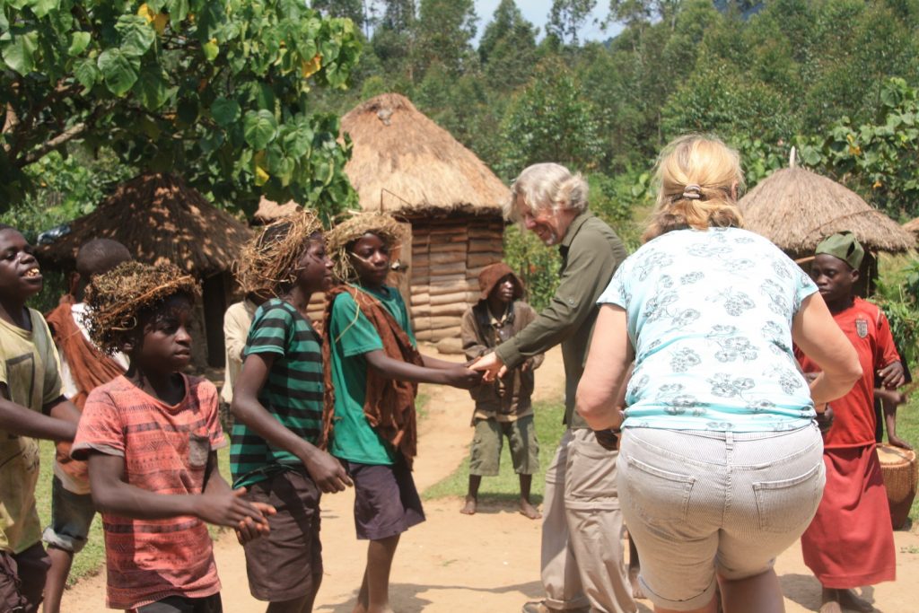 Some of the guests being entertained by Ntandi pygmies near Semuliki National Park