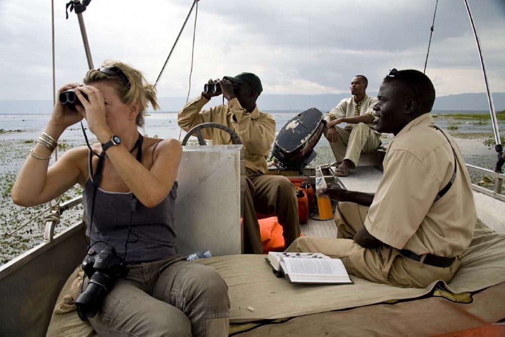 Birding during the boat trip on Lake Albert, near Semuliki National Park