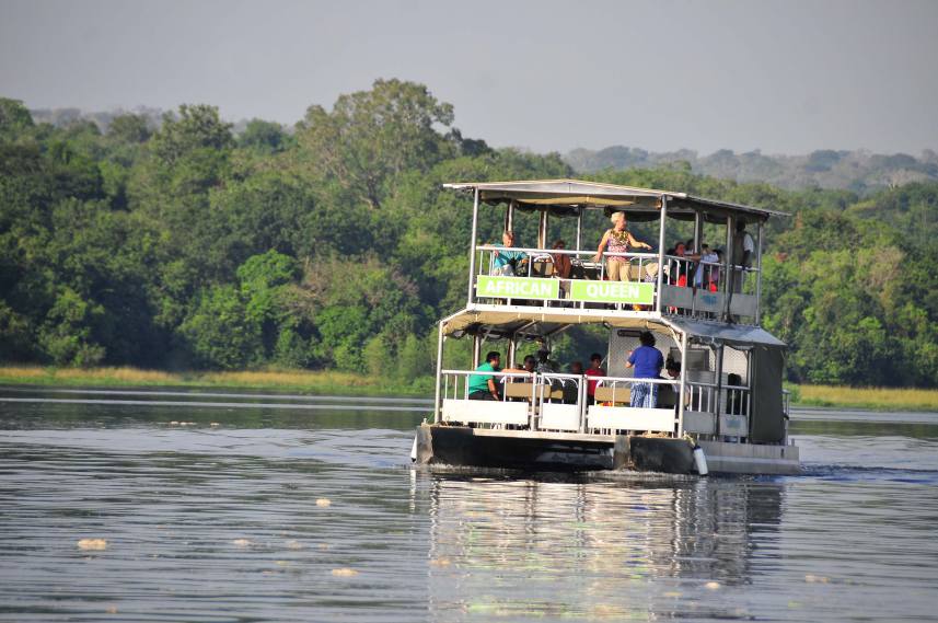 A boat cruise along the Victoria Nile in Murchison Falls National Park, part of Uganda wildlife safari